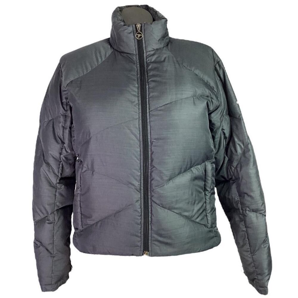 Columbia Down Jacket Women XL Gray Titanium Interchange Pockets Zip Puffer Coat